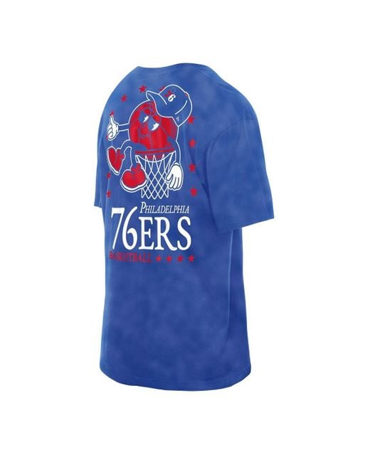 KTZ Blue Philadelphia 76ers Old School Sport Enzyme Wash Oversized T-shirt for men