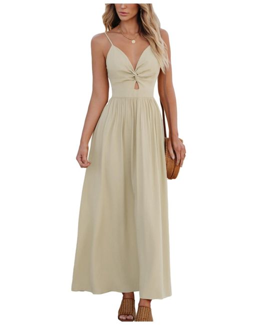 CUPSHE Natural Front Twist & Keyhole Maxi Beach Dress