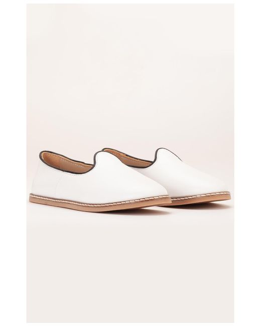 Epilogue Shoes White Dalya Leather Slip On Flats ()