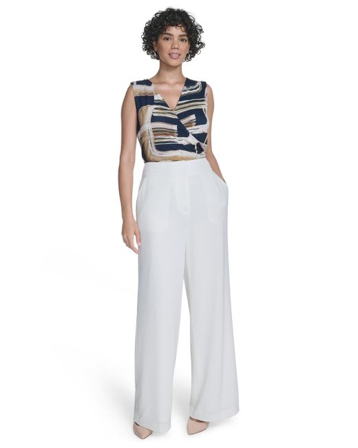 Calvin Klein White High-rise Wide-leg Pants