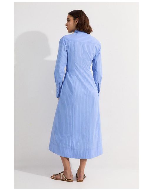 karen millen blue shirt dress Karen Millen Petite Tailored Belted Midi Shirt Dress in Cobalt