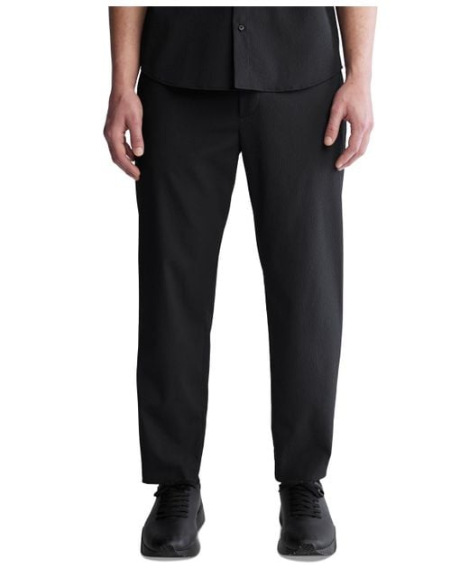 Calvin Klein Black Seersucker Pull On Pants for men