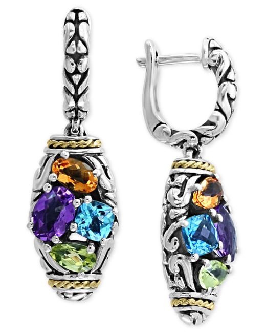 Effy Metallic Effy® Multi-gemstone Drop Earrings (2-9/10 Ct. T.w.) In Sterling Silver & 18k Gold