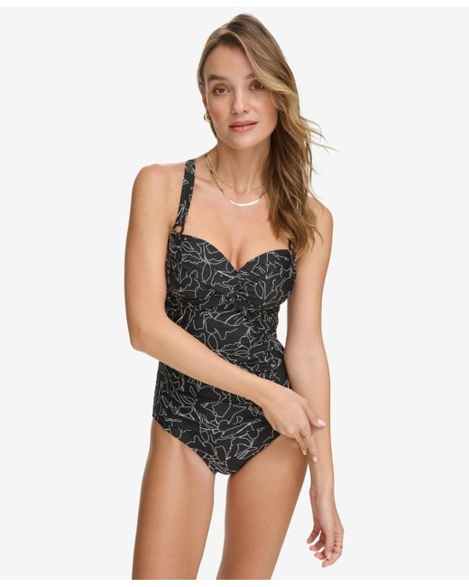 DKNY Multicolor Twist-front One-piece Swimsuit