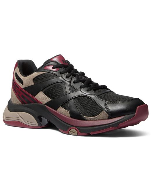 Michael Kors Black Leo Suede Mixed-media Trainers for men