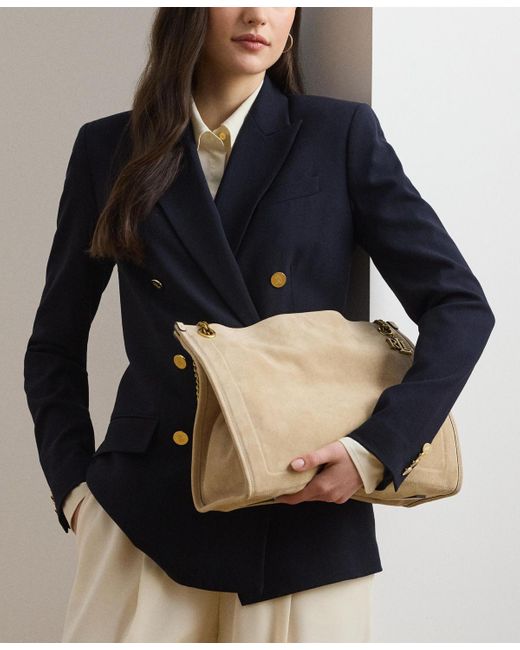 Ralph Lauren Natural Bradley Large Suede Shopper Tote Bag