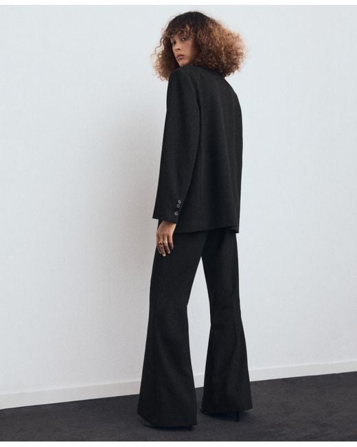 Mango Black Flap Pockets Suit Blazer