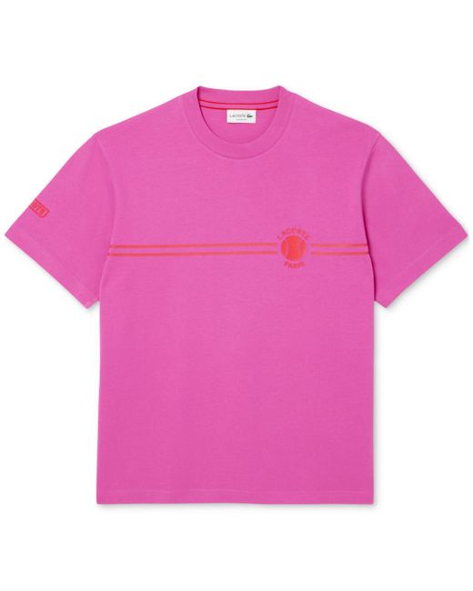 Lacoste Pink Heritage Short Sleeve Graphic Tennis T-shirt for men
