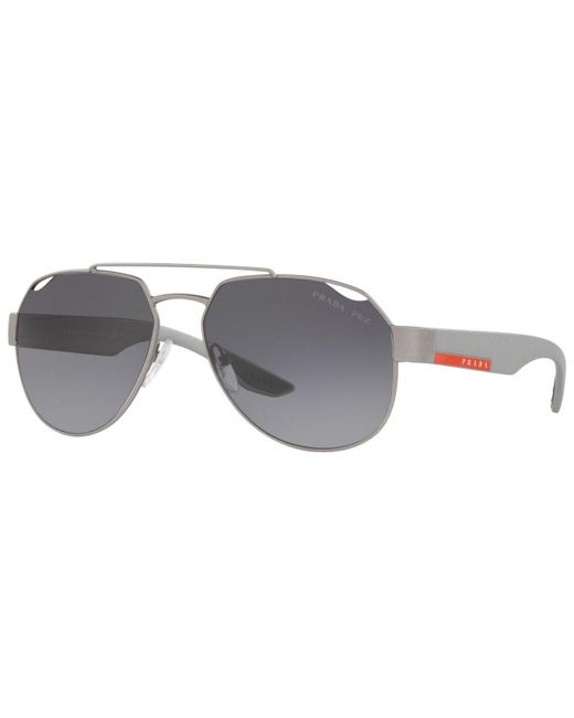 Prada Linea Rossa Gray Polarized Lifestyle Sunglasses, Ps 57us for men