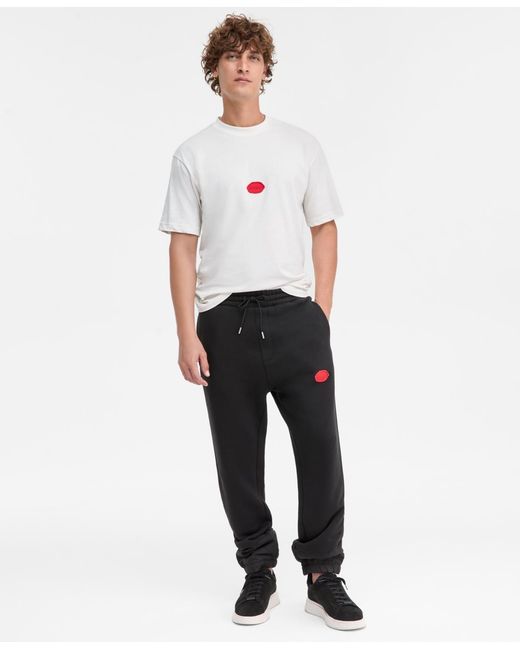 Boss White Dilvano Relaxed Fit Wax Logo Drawstring joggers for men