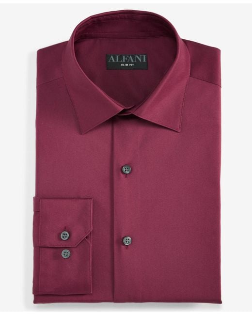 Alfani Men's Red Slim-fit Temperature Regulating Dress Shirt