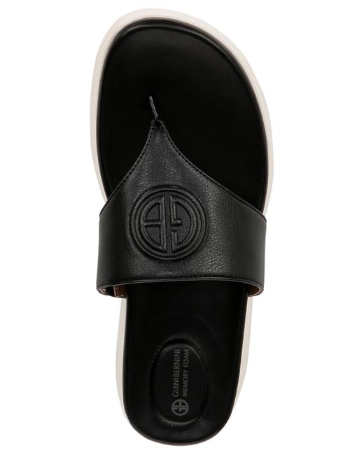Giani Bernini Black Cindey Sport Memory Foam Flat Thong Sandals