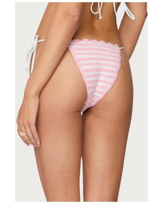 Edikted Pink Azalea Crochet String Bikini Bottom