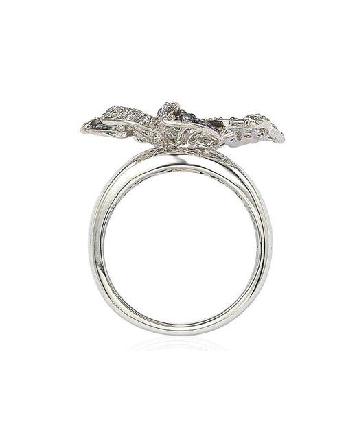 SUZY LEVIAN NEW YORK Sterling Silver Sapphire & Created White Sapphire Flower Ring
