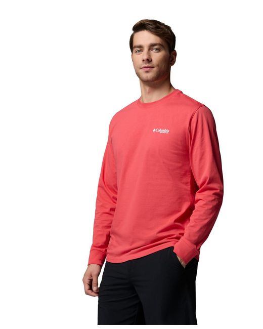 Columbia Red Pfg Yeager Graphic Long-sleeve T-shirt for men