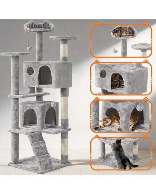 Aronkl White Multi-level Cat Tree Tower