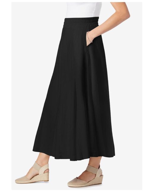 Woman Within Black Within Wide Elastic Waist Skirt
