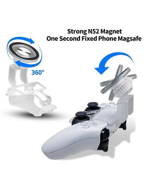 Nbcp White 360° Adjustable Magnetic Phone Clip Stand For Ps5 Controller – Compatible