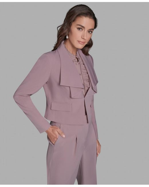 BCBGMAXAZRIA Purple Ruffle Collar Cropped Jacket