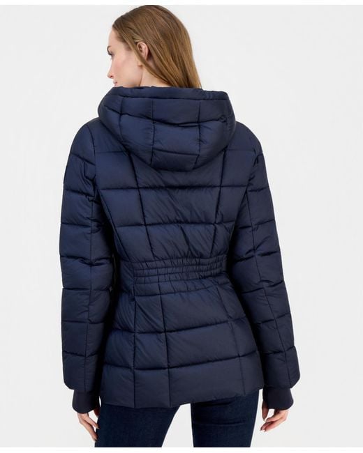 Calvin Klein Blue Packable Hooded Drawstring Puffer Jacket