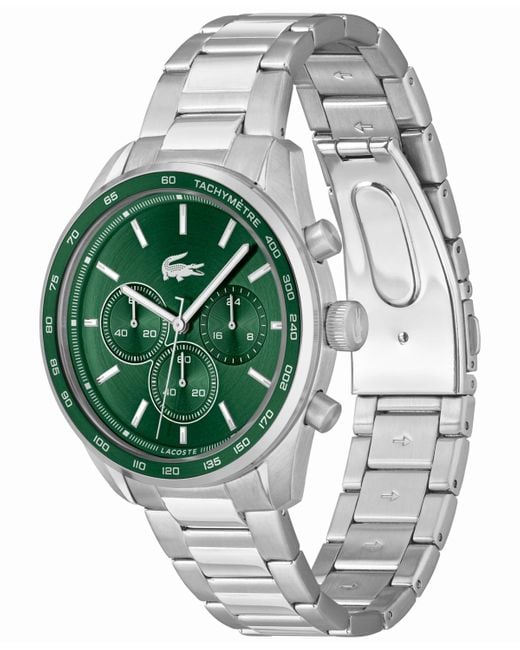 Lacoste Green Boston Chronograph -tone Stainless Steel Bracelet Watch 42mm for men