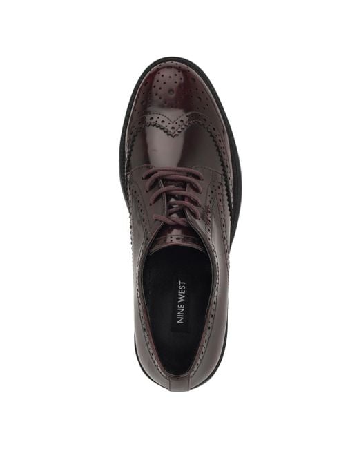 Nine West Black Studey Lace-up Wingtip Oxford Shoes