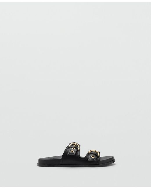 Mango Black Buckle Strap Sandals