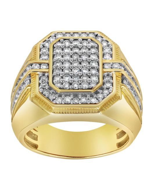LuvMyJewelry Metallic Mvp Natural Certified Diamond 1.67 Cttw Round Cut 14k Gold Statement Ring for men
