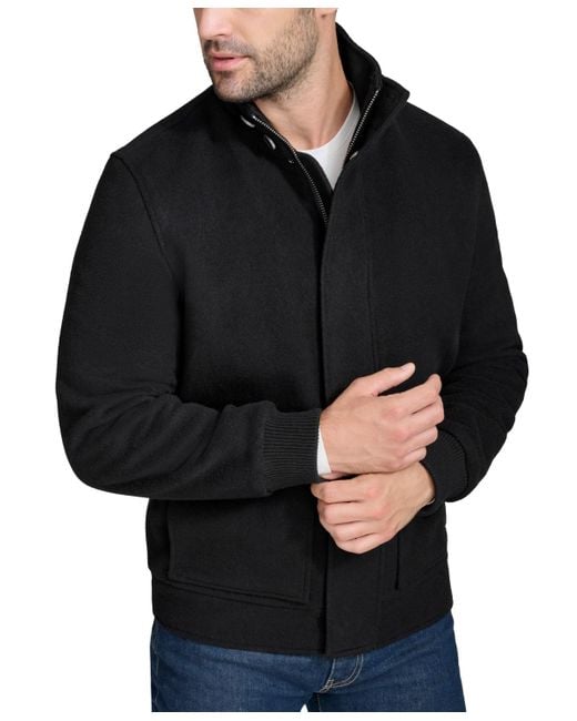 Cole Haan Black Stand-collar Long-sleeve Bomber Jacket for men