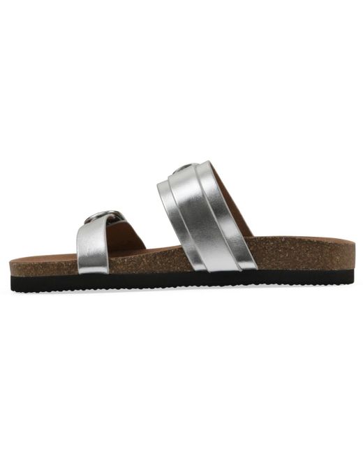 White Mountain Brown Hardball Round Toe Flat Sandals