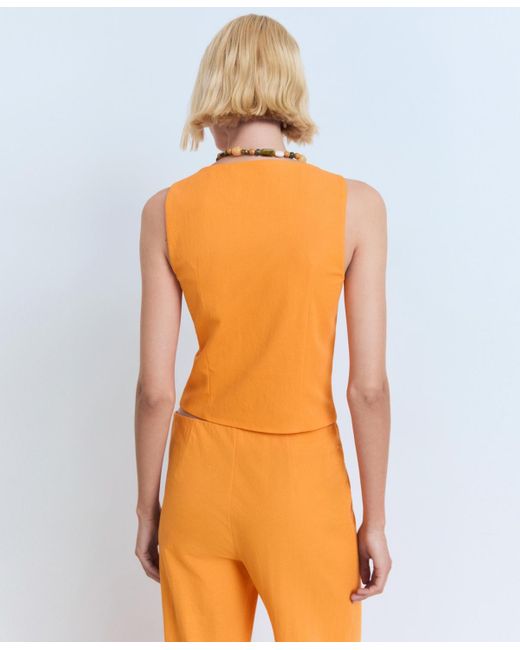 Mango Orange Buttons Cotton Top