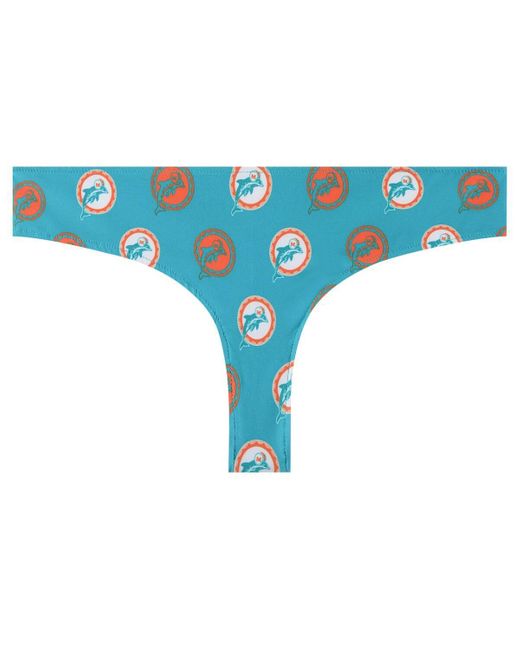 Concepts Sport Blue Miami Dolphins Record Allover Print Knit Thong