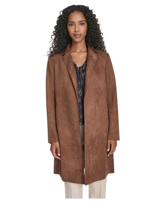Tommy Hilfiger Brown Scuba Suede Long Sleeve Topper