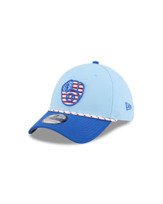 KTZ Light Blue/blue Milwaukee Brewers 2025 Fourth Of July 39thirty Flex Hat for men