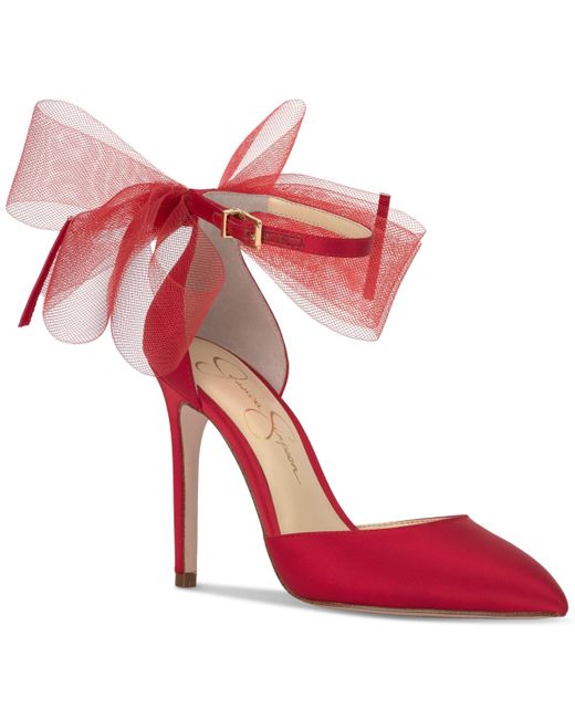 Jessica Simpson Red Phindies Bow Ankle-strap Pumps