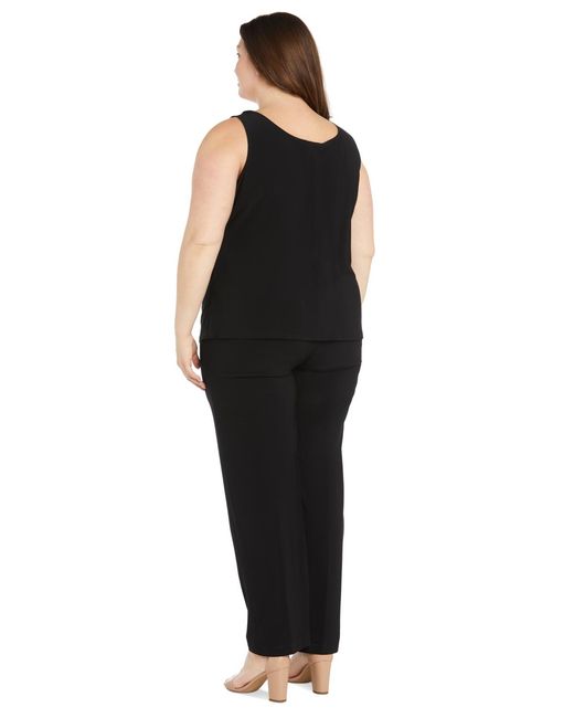 R & M Richards Black Plus Size Embroidered Duster Jacket