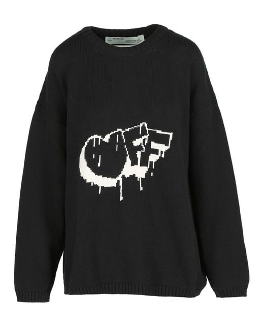 Off-White c/o Virgil Abloh Graffiti Logo Cotton Sweatshirt in Black