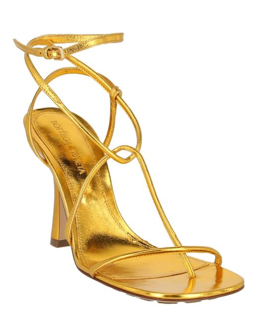 Bottega Veneta Leather Barely There Metallic Heels Lyst