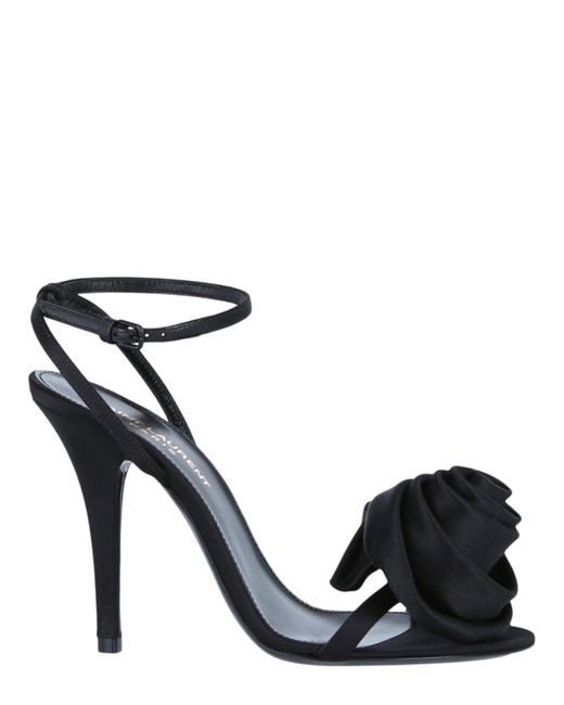Saint Laurent Ivy Floral Silk Heel Sandals in Black Lyst