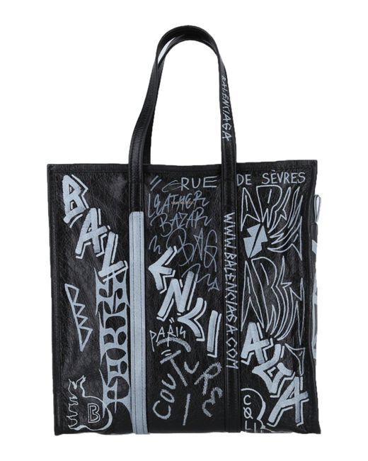 Balenciaga Bazar Graffiti Leather Tote Bag in Black White (Black) - Lyst