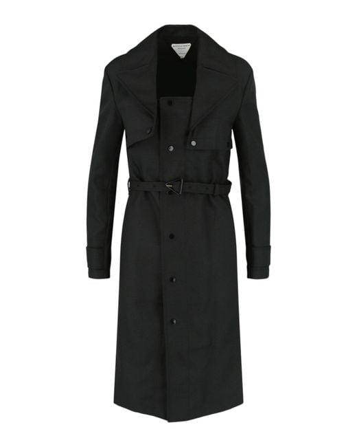 Bottega Veneta Synthetic Twill Trench, Black Trench Coat Dress