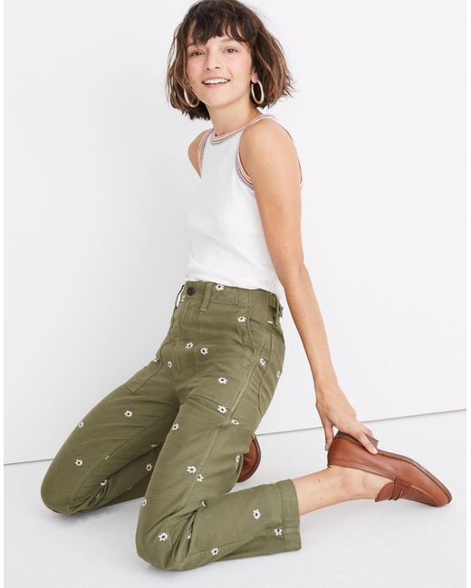 MW Green Griff Fatigue Pants: Daisy Embroidered Edition