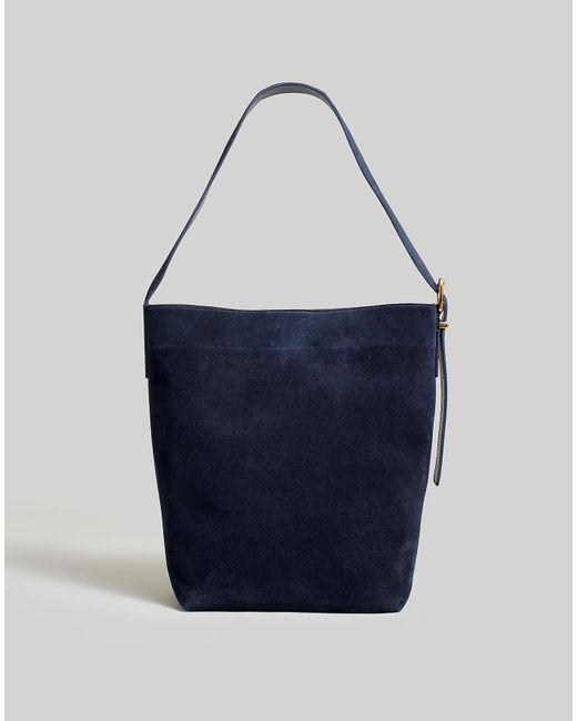 MW Blue The Essential Bucket Tote In Suede