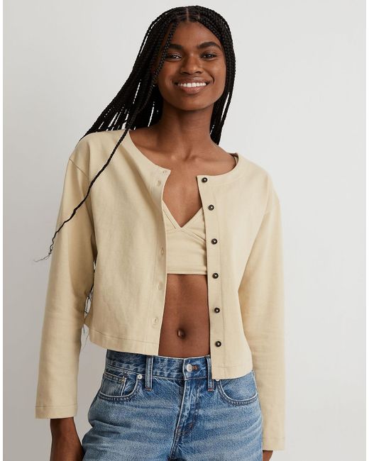 button front crop cardigan