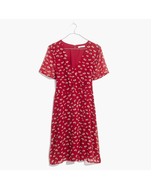 Madewell Red Wrap-front Mini Dress In Seattle Floral