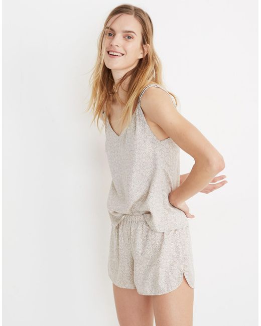 MW Satin Pajama Shorts In Daisy Patch in White | Lyst UK