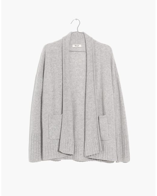 MW Gray Cashmere Shawl-collar Cardigan Sweater