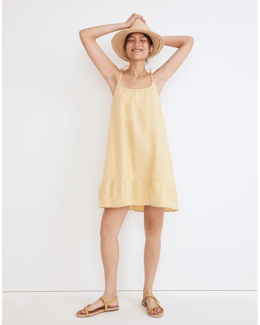 MW Lightestspun Tie-strap Ruffle-hem Cover-up Dress in Natural | Lyst Canada
