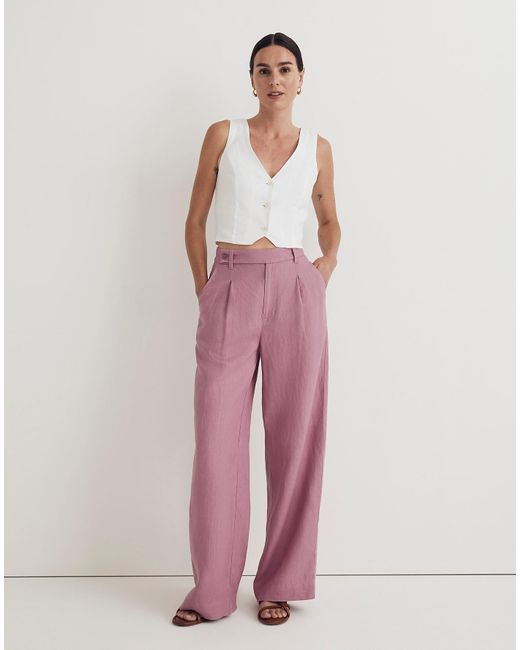 MW Pink The Harlow Wide-leg Pant In 100% Linen