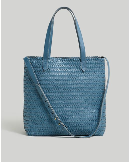 MW Blue The Medium Transport Tote: Woven Leather Edition